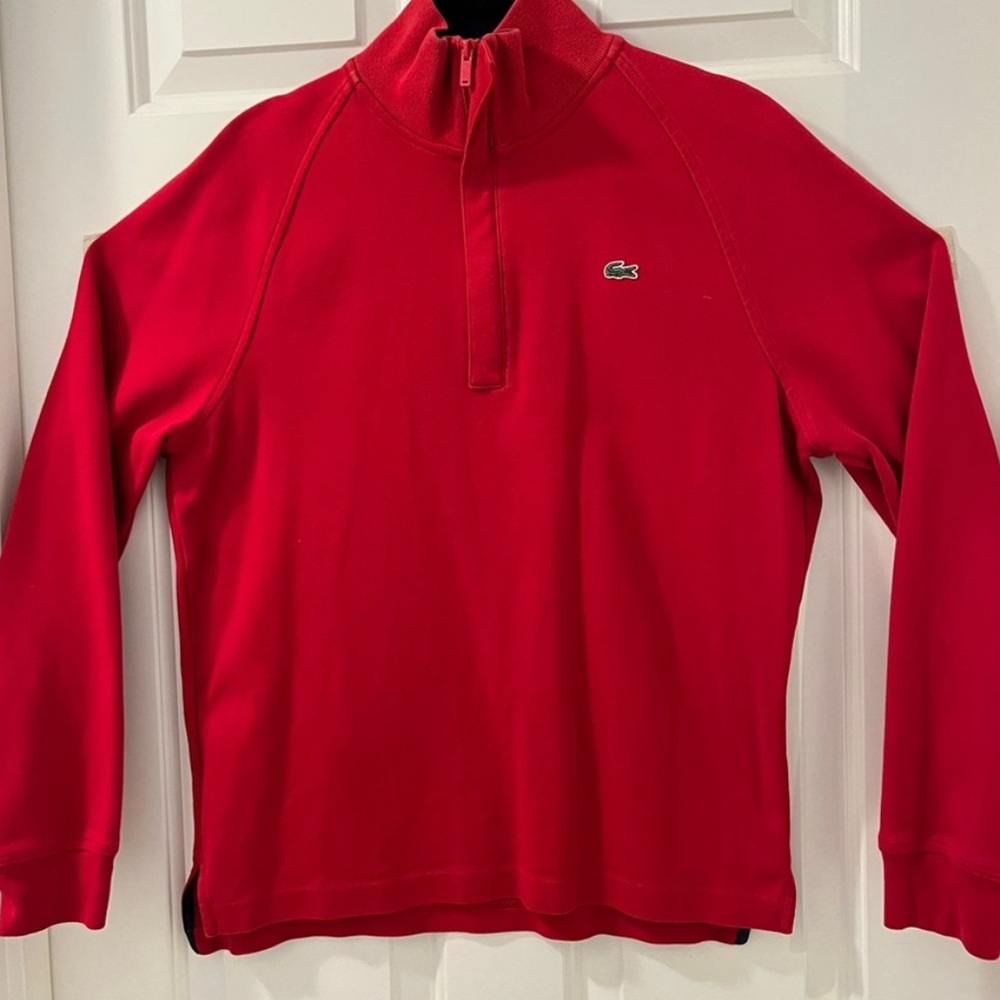NWOT Lacoste Red Quarter Zip Athleisure Golf Ribbed Sweater - Mens Sz Large (6)